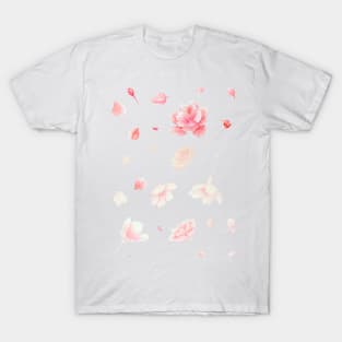 Dancing among the sakura petals - Pink background T-Shirt